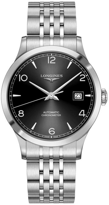 Longines Record Black Dial Automatic Stainless Steel 40mm Watch for Men - L2.821.4.56.6