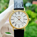 Longines Presence 25.5mm Automatic White Dial Black Leather Strap Watch for Women - L4.921.2.11.2