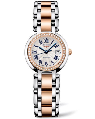 Longines PrimaLuna Automatic Diamond 26.5mm Silver Dial Two Tone Steel Strap Watch for Women - L8.111.5.79.6