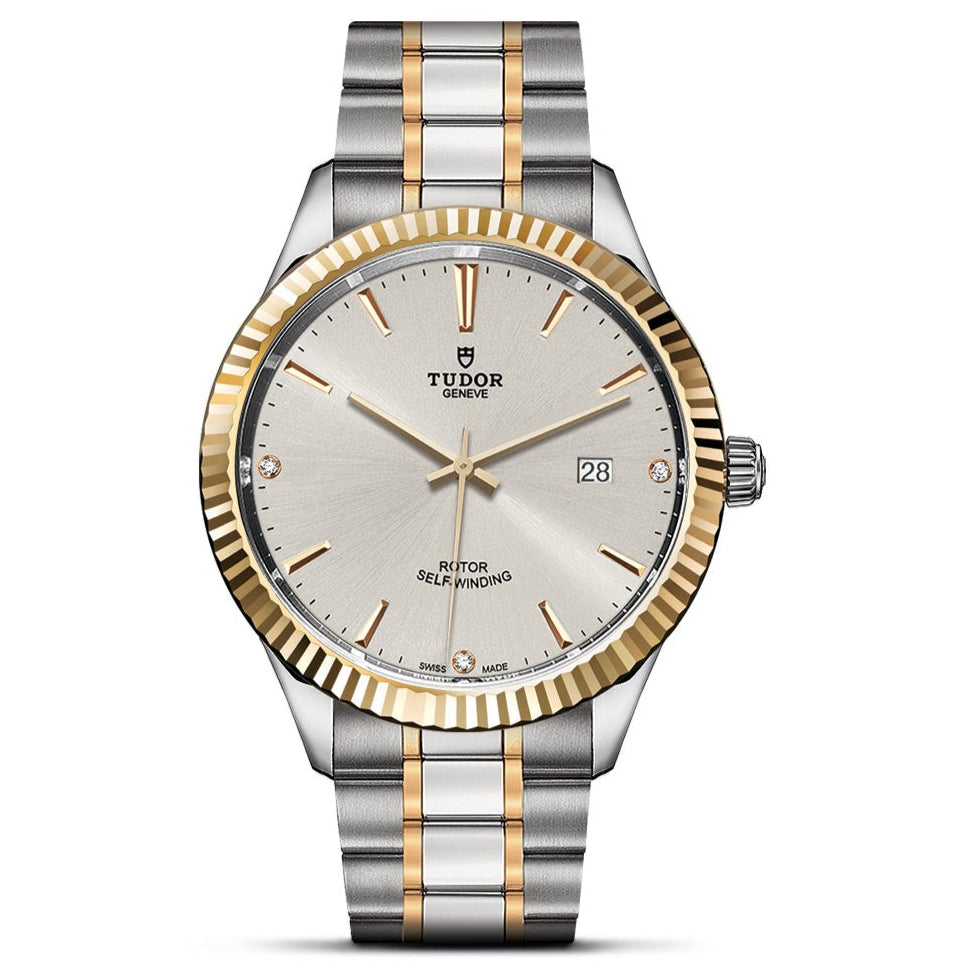 Tudor Style Automatic Silver Dial Two Tone Steel Strap Watch for Men - M12713-0003