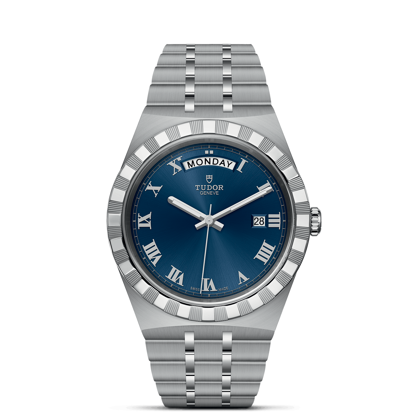 Tudor Royal Automatic Blue Dial Silver Steel Strap Watch for Men - M28600-0005