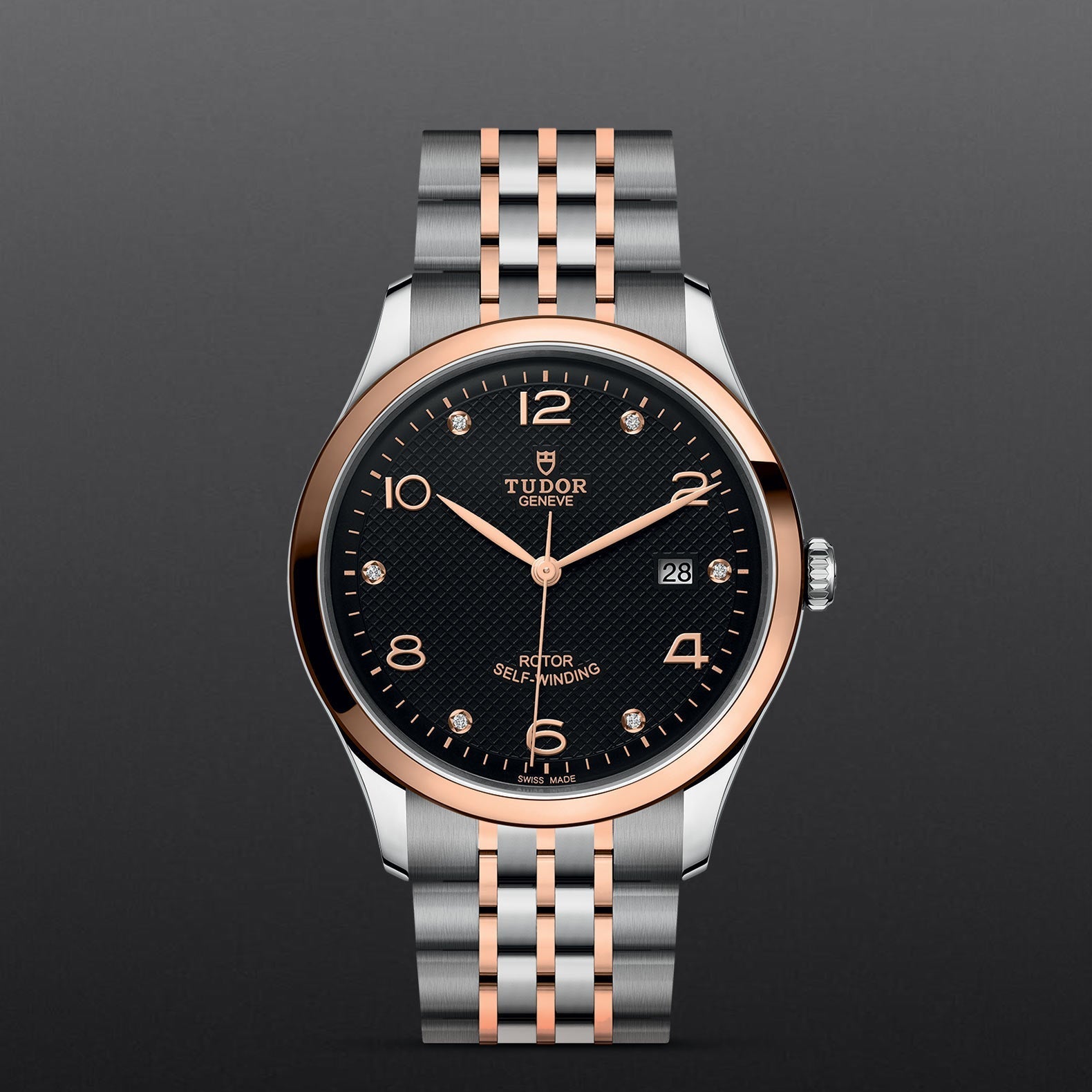 Tudor 1926 Automatic Diamonds Black Dial Two Tone Steel Strap Watch for Men - M91651-0004