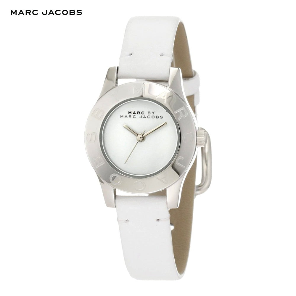 Marc Jacobs Blade White Dial White Leather Strap Watch for Women - MBM1200