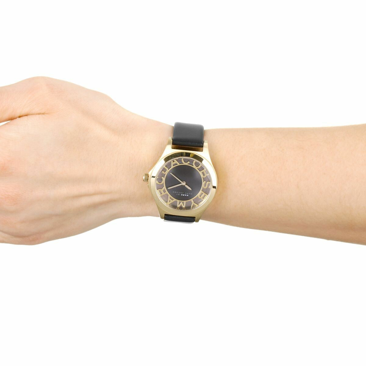 Marc Jacobs Henry Skeleton Black Dial Black Leather Strap Watch for Women - MBM1340