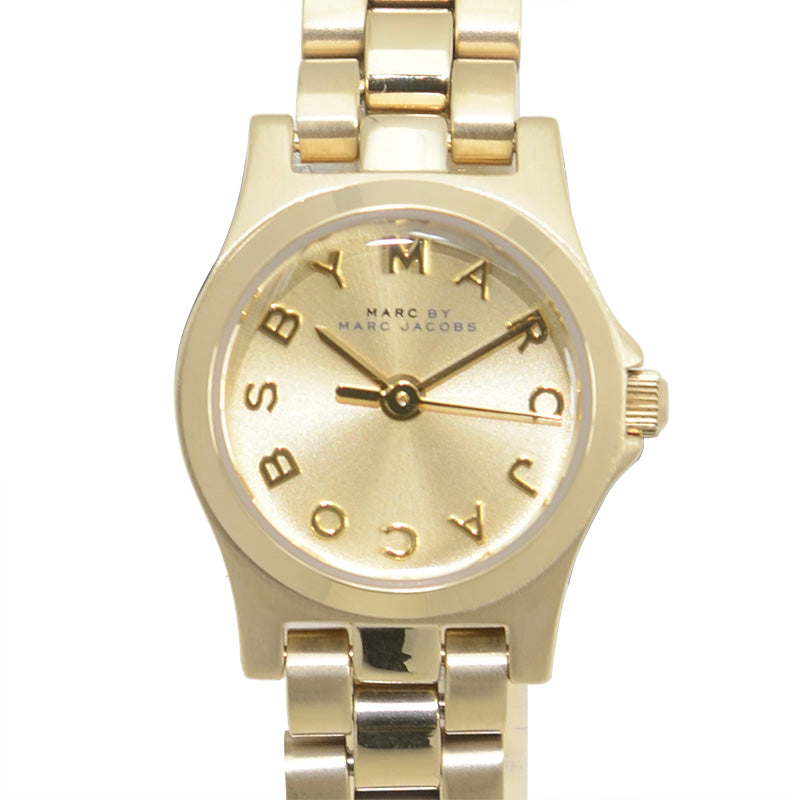 Marc Jacobs Henry Dinky Gold Dial Gold Steel Strap Watch for Women - MBM3199