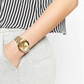 Marc Jacobs Peeker Chronograph Gold Dial Gold Steel Strap Watch for Women - MBM3393
