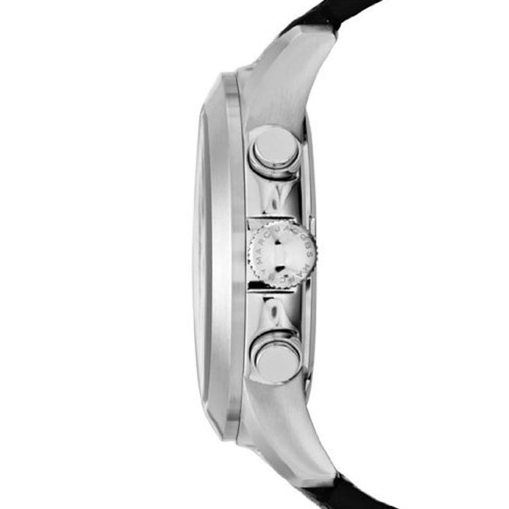 Marc Jacobs Larry Chronograph Black Dial Black Leather Strap Watch for Men - MBM5033