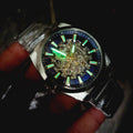 Fossil Everett Automatic Skeleton Blue Dial Silver Steel Strap Watch for Men - ME3220