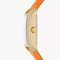Michael Kors Emery Three Hand Rose Gold Dial Orange Leather Strap Watch For Women - MK2983
