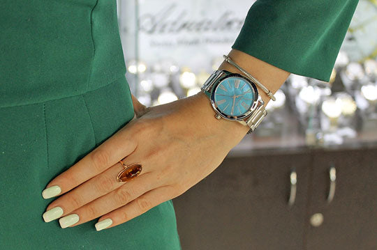 Michael Kors Hartman Quartz Blue Dial Silver Steel Strap Watch For Women - MK3519