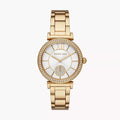 Michael Kors Abbey Three-Hand Analog White Dial Gold Steel Strap Watch for Women - MK4615