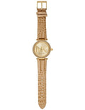 Michael Kors Parker Three-Hand Gold Dial Brown Leather Strap Watch For Women - MK4725