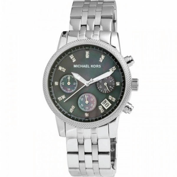 Michael Kors Jet Set Chronograph Blue Dial Silver Steel Strap Watch for Women - MK5021
