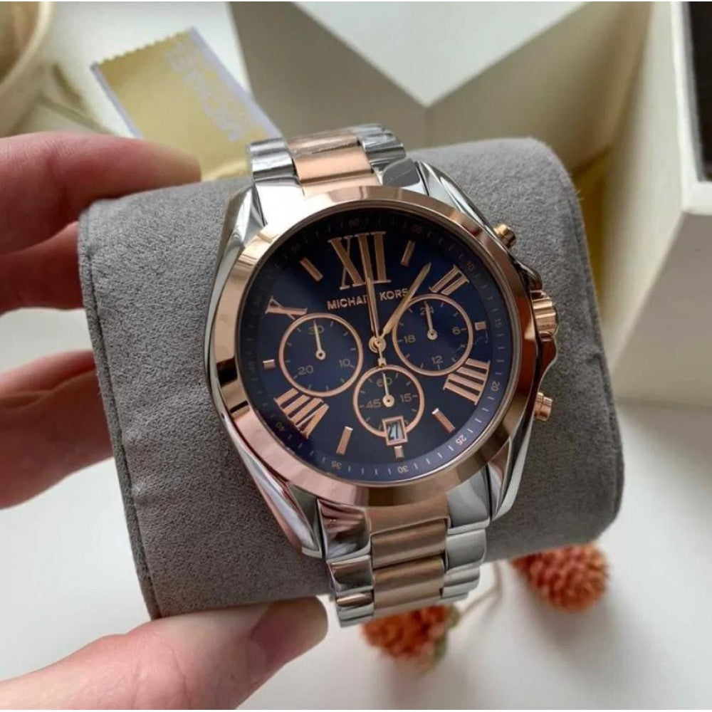 Michael Kors Bradshaw Blue Dial Two Tone Steel Strap Watch for Women - MK5606