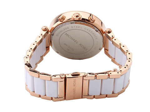 Michael Kors Parker White Dial Two Tone Steel Strap Watch for Women - MK5774