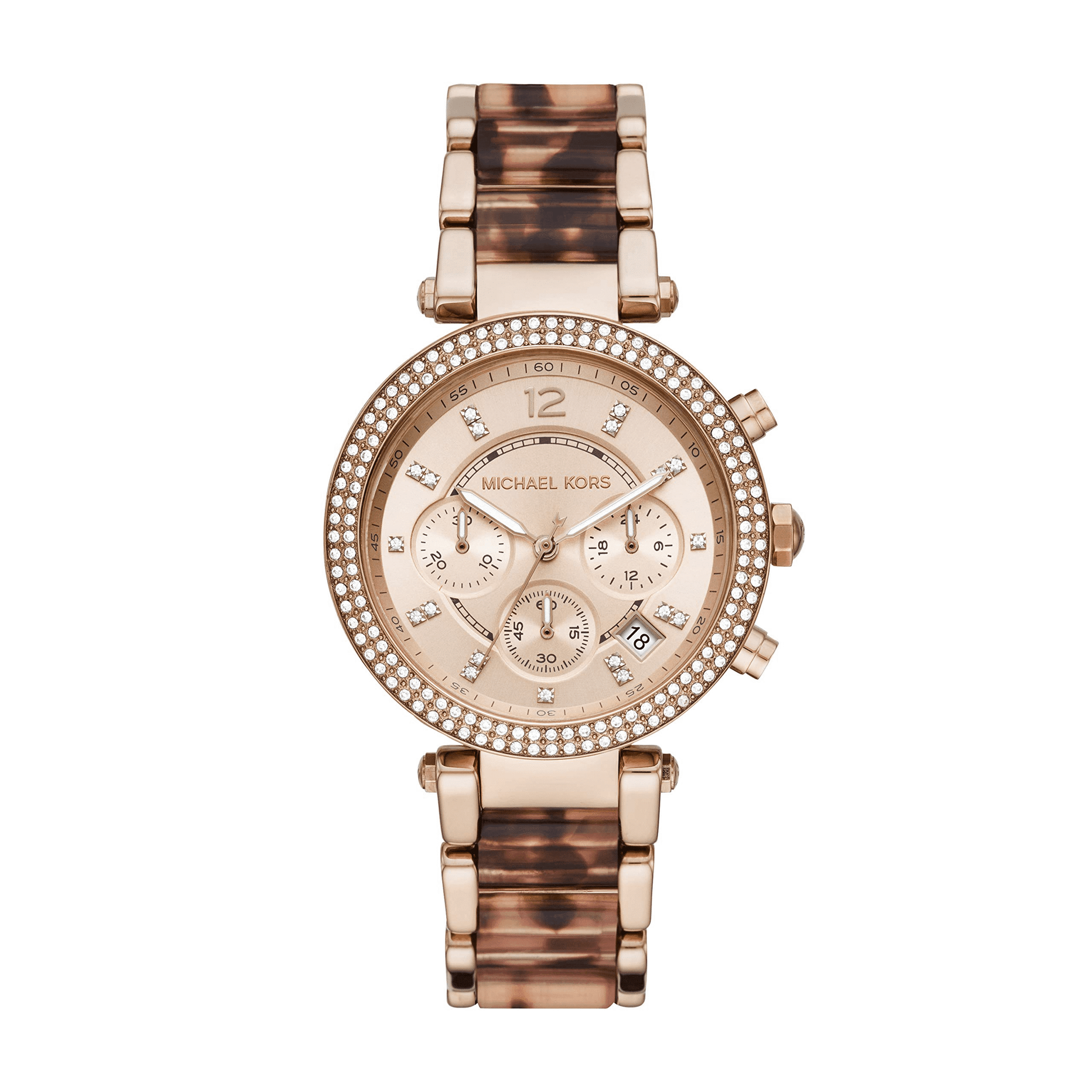 Michael Kors Parker Chronograph Rose Gold Dial Two Tone Steel Strap Watch For Women - MK6832
