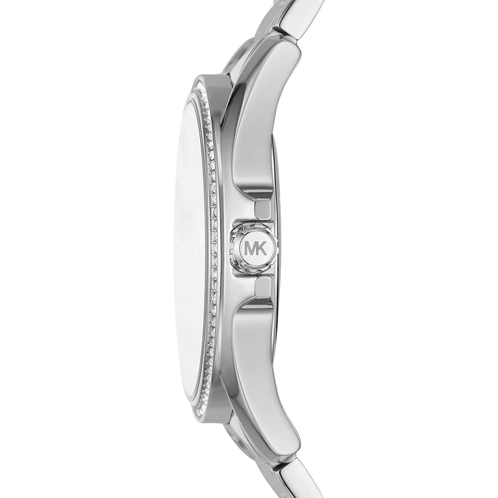 Michael Kors Kacie Three Hand Pink Dial Silver Steel Strap Watch for Women - MK6929