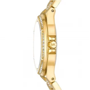 Michael Kors Lenox Three Hand Silver Dial Gold Steel Strap Watch For Women - MK7361