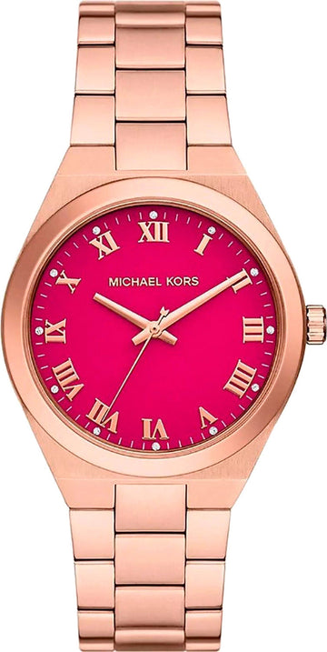 Michael Kors Lennox Analog Pink Dial Rose Gold Steel Strap Watch for Women - MK7462