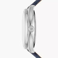 Michael Kors Benning Three Hand Silver Dial Blue Leather Strap Watch For Men - MK8930
