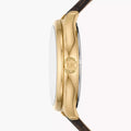 Michael Kors Benning Three Hand Gold Dial Brown Leather Strap Watch For Men - MK8931