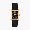 Michael Kors Monroe Three Hand Black Dial Black Leather Strap Watch for Women - MKO1027