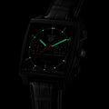 Tag Heuer Monaco Automatic Chronograph Black Dial Black Leather Strap Watch for Men - CBL2180.FC6497