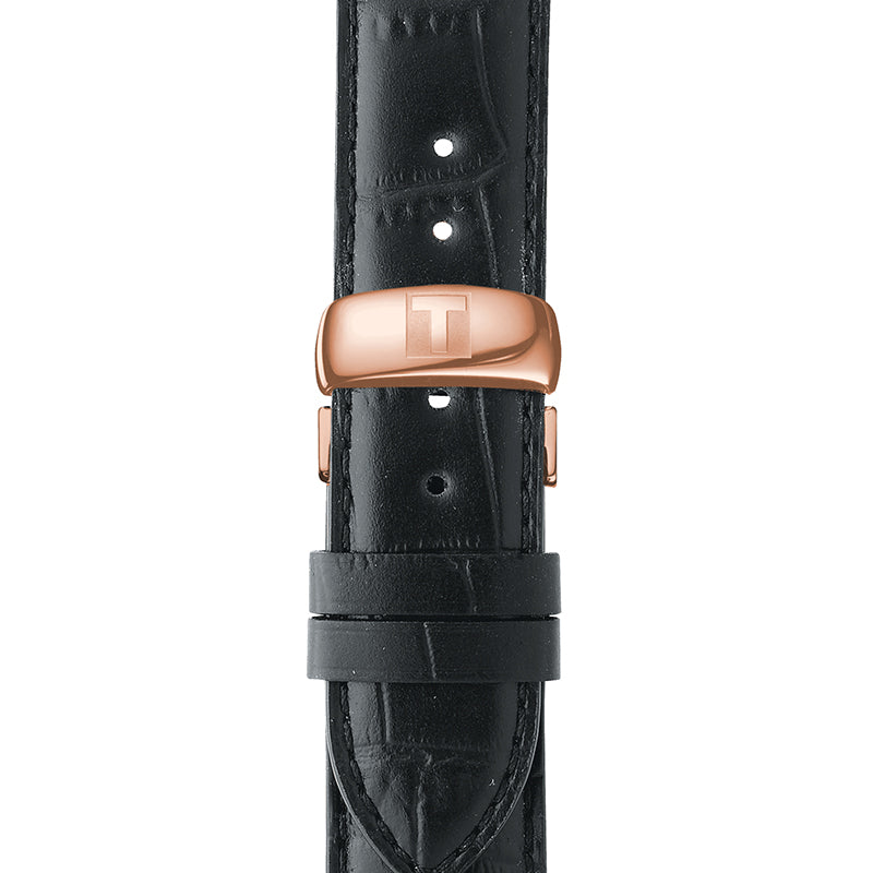 Tissot T Classic Le Locle Automatic Black Dial Black Leather Strap Watch For Men - T41.5.423.53