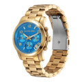 Michael Kors Runway Chronograph Blue Dial Gold Steel Strap Watch For Women - MK7353