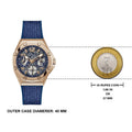 Guess Asteria Multifunction Blue Dial Blue Rubber Strap Watch For Women - GW0620L3