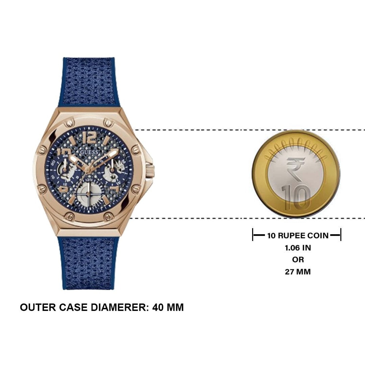 Guess Asteria Multifunction Blue Dial Blue Rubber Strap Watch For Women - GW0620L3