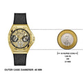 Guess Asteria Multifunction Gold Dial Black Rubber Strap Watch For Women - GW0620L2