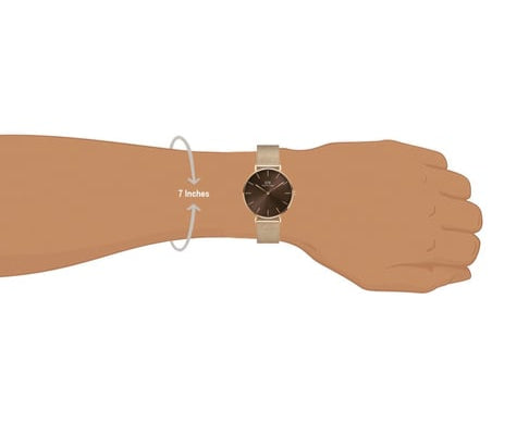 Daniel Wellington Petite Amber Brown Dial Rose Gold Mesh Strap Watch for Women - DW00100478