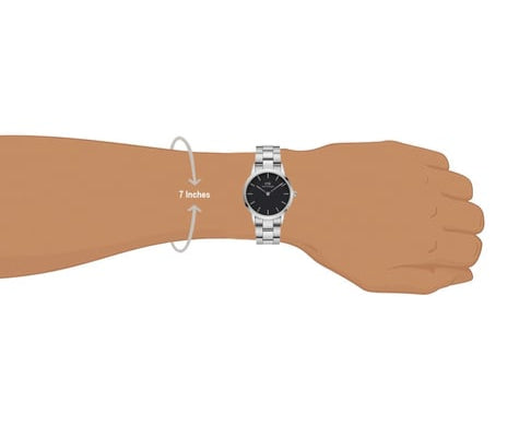 Daniel Wellington Iconic Link Black Dial Silver Steel Strap Watch For Women - DW00100206