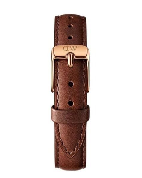 Daniel Wellington Classic Petite St Mawes White Dial Brown Leather Strap Watch For Women - DW00100231