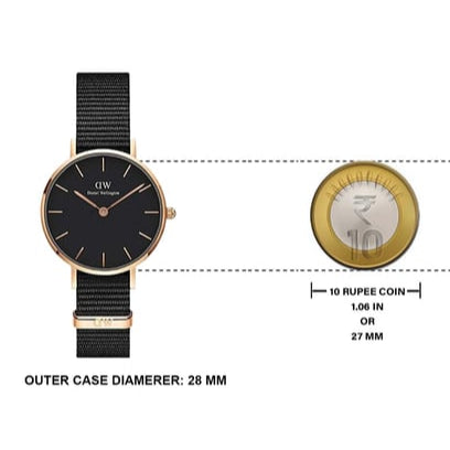 Daniel Wellington Petite Cornwall Black Dial Black Nylon Strap Watch for Women - DW00100247