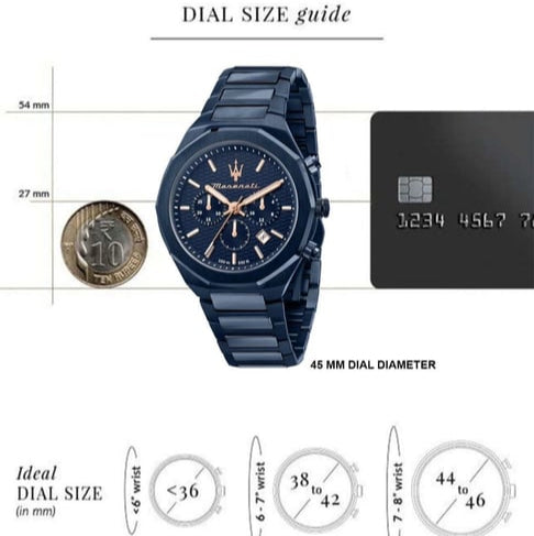 Maserati Stile Chronograph Blue Dial Blue Steel Strap Watch For Men - R8873642008