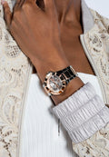 Guess Sunray Multifunction Crystals Silver Dial Two Tone Steel Strap Watch For Women - GW0616L3