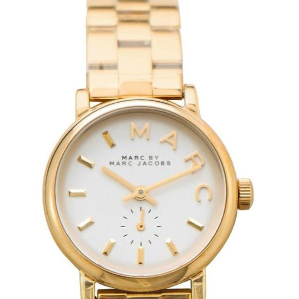 Marc Jacobs Baker White Dial Gold Steel Strap Watch for Women - MBM3247