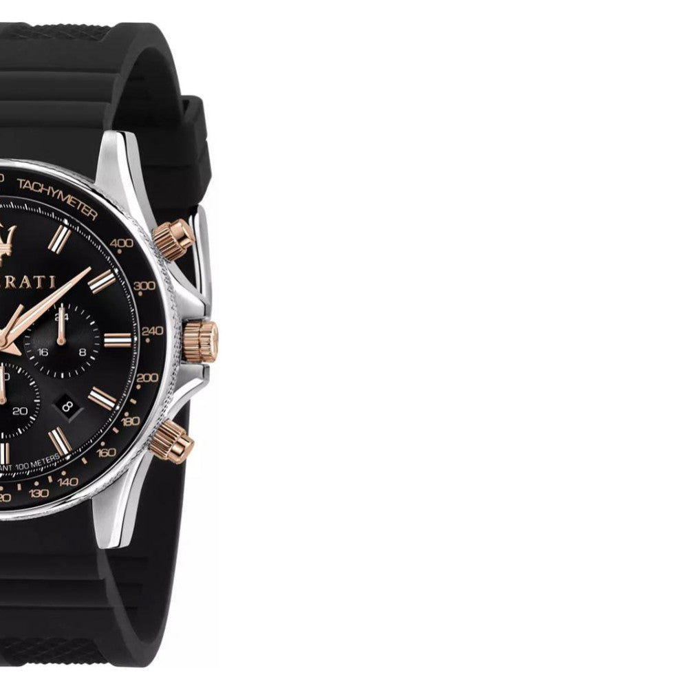 Maserati SFIDA 44mm Black Silicon Chronograph Watch For Men - R8871640002