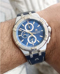 Maurice Lacroix Aikon Chronograph Blue Dial Blue Leather Strap Watch for Men - AI1018-SS001-430-1