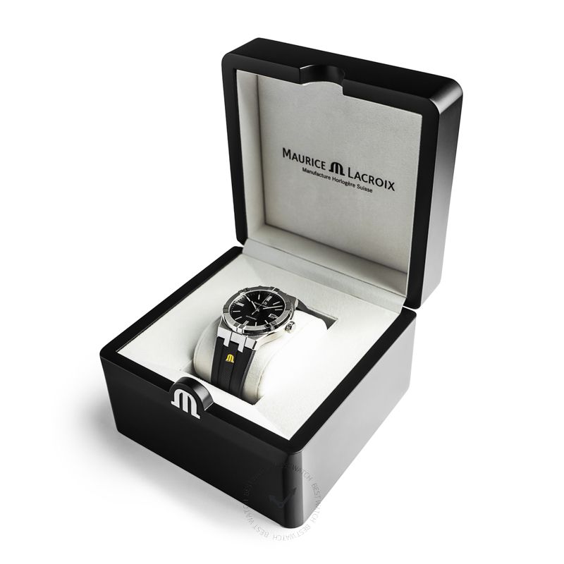 Maurice Lacroix Aikon Automatic Chronograph Black Dial Black Leather Strap Watch for Men - AI1808-SS000-330-2