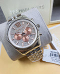 Michael Kors Lexington Chronograph Silver Dial Silver Steel Strap Watch for Men - MK8515