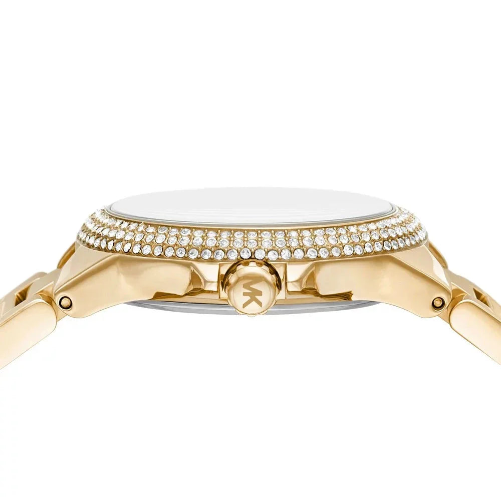 Michael Kors Camille Multifunction Green Dial Gold Steel Strap Watch For Women - MK6981
