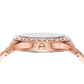 Michael Kors Lilane Three Hand Mother of Pearl White Dial Rose Gold Steel Strap Watch For Women - MK4557