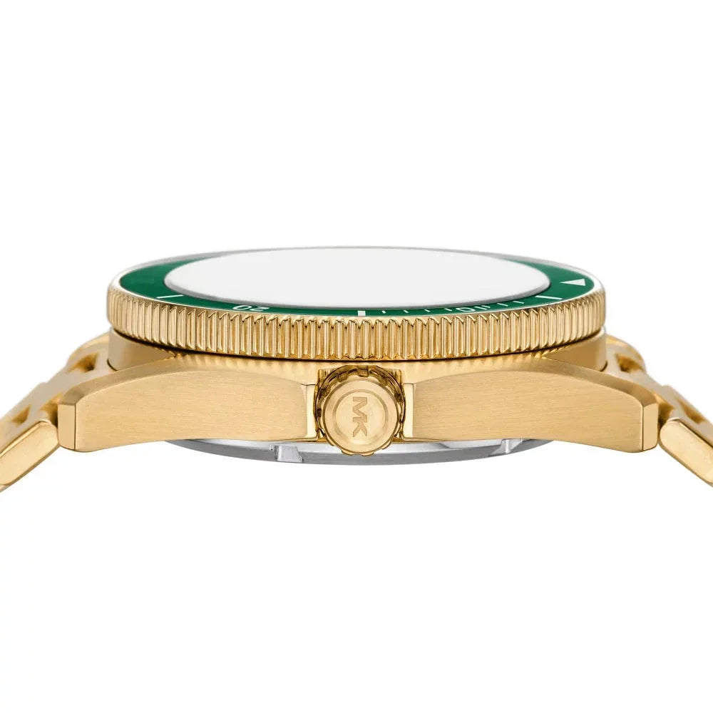Michael Kors Maritime Analog Green Dial Gold Steel Strap Watch for Men - MK9162