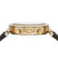 Michael Kors Parker Chronograph Black Dial Black Leather Strap Watch For Women - MK6984