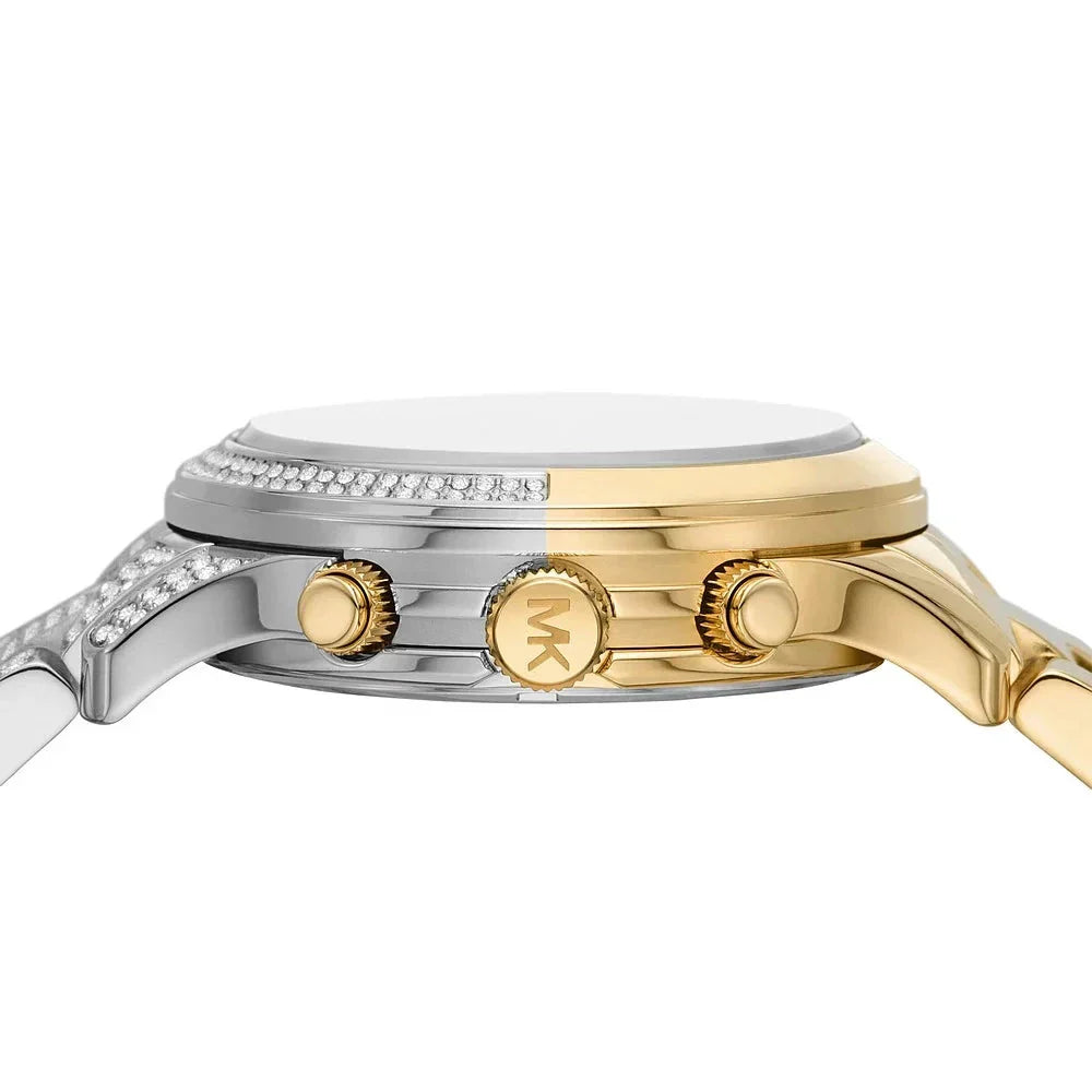 Michael Kors Runway Chronograph Gold Dial Two Tone Steel Strap Watch For Women - MK7329