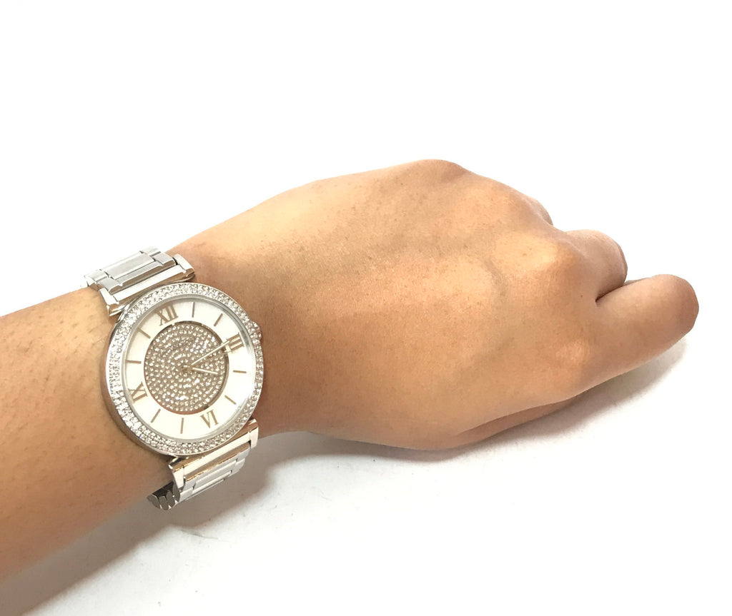 Michael Kors Catlin Silver Dial Silver Steel Strap Watch for Women - MK3355