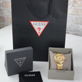 Guess Soho Champagne Dial Stainless Steel Mesh Bracelet Watch For Women - W0638L2